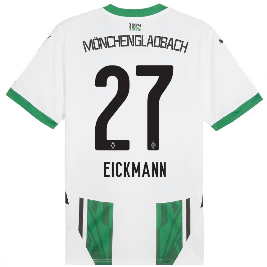 Kids Football Mia Eickmann #27 White Green Home Jersey 2024/25 T-Shirt