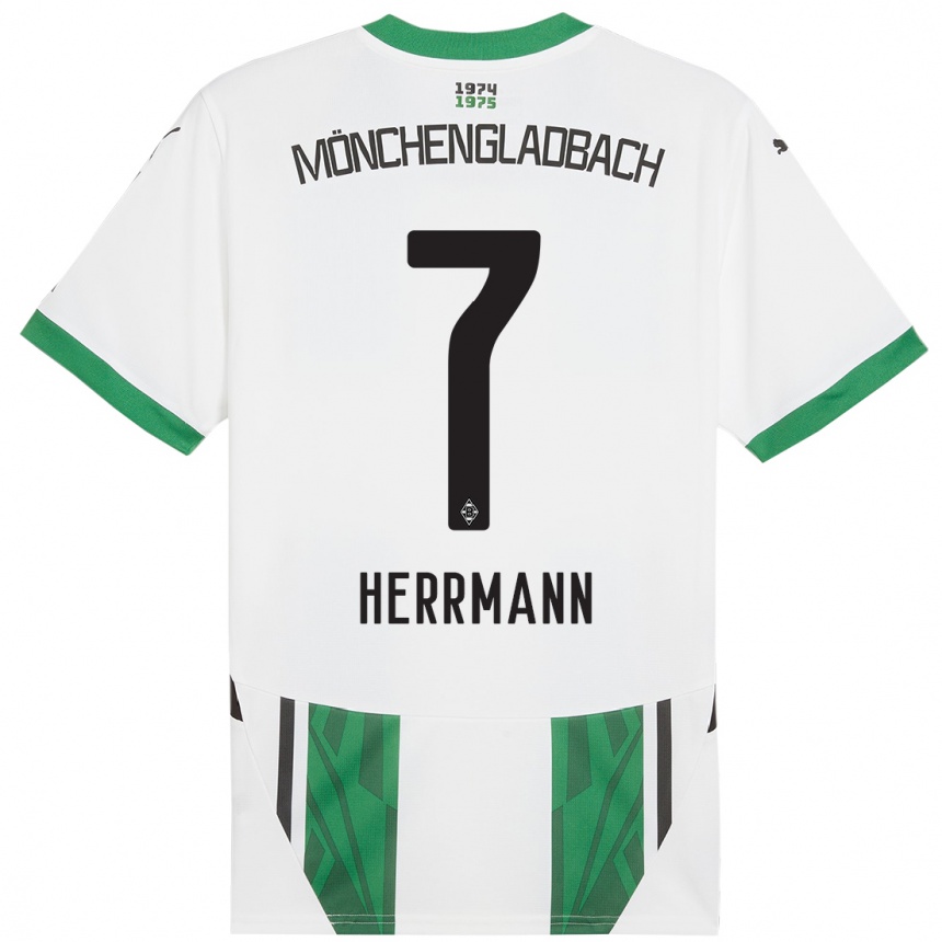 Kids Football Patrick Herrmann #7 White Green Home Jersey 2024/25 T-Shirt