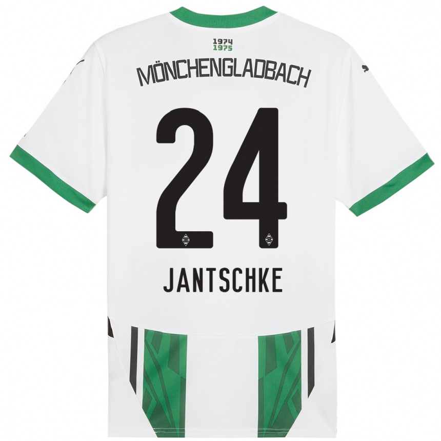 Kids Football Tony Jantschke #24 White Green Home Jersey 2024/25 T-Shirt