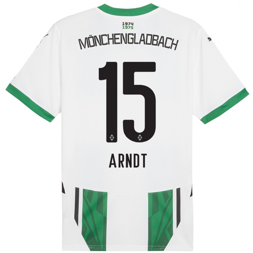 Kids Football Leo Arndt #15 White Green Home Jersey 2024/25 T-Shirt