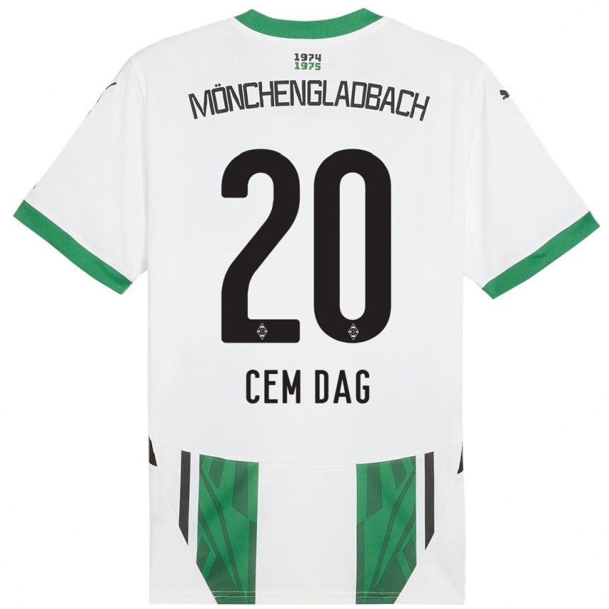 Kids Football Cem Dag #20 White Green Home Jersey 2024/25 T-Shirt