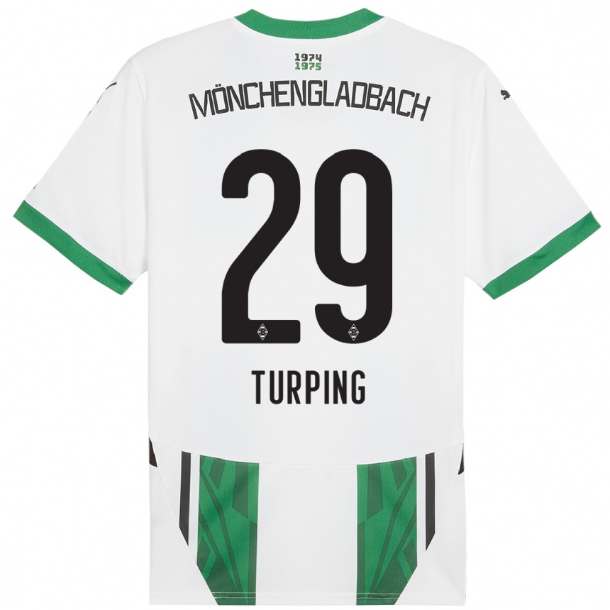 Kids Football Selim Turping #29 White Green Home Jersey 2024/25 T-Shirt