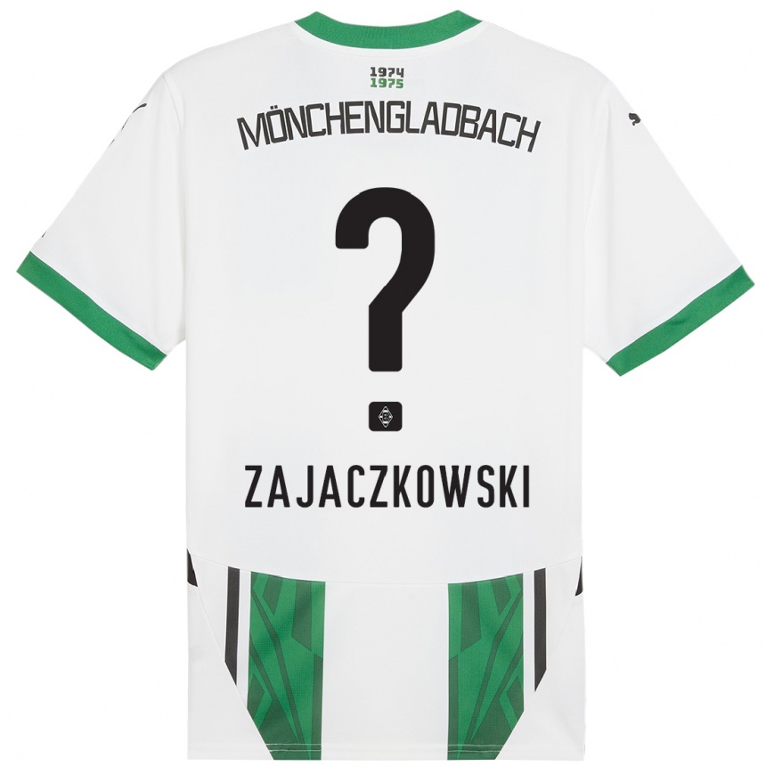 Kids Football Vincent Zajaczkowski #0 White Green Home Jersey 2024/25 T-Shirt