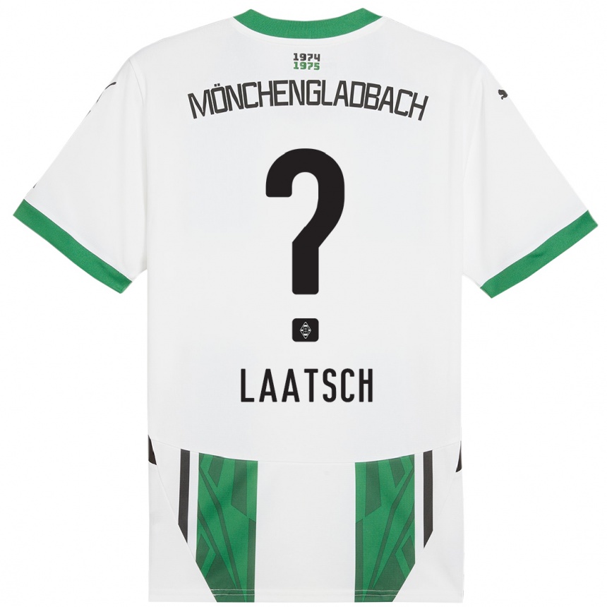 Kids Football Leonard Laatsch #0 White Green Home Jersey 2024/25 T-Shirt