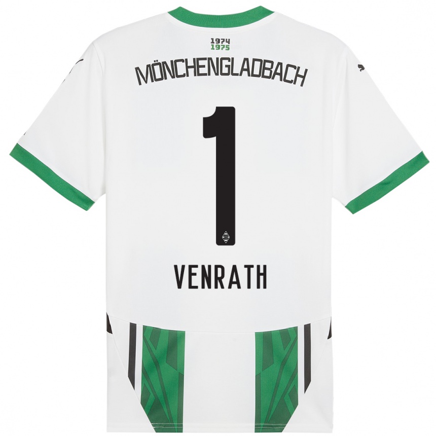 Kids Football Lisa Venrath #1 White Green Home Jersey 2024/25 T-Shirt