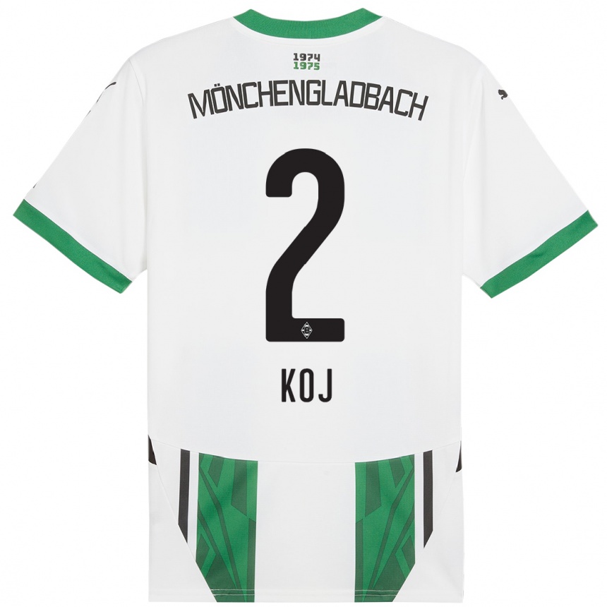 Kids Football Julia Koj #2 White Green Home Jersey 2024/25 T-Shirt