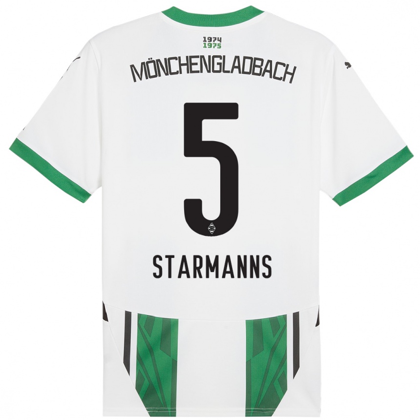 Kids Football Sandra Starmanns #5 White Green Home Jersey 2024/25 T-Shirt