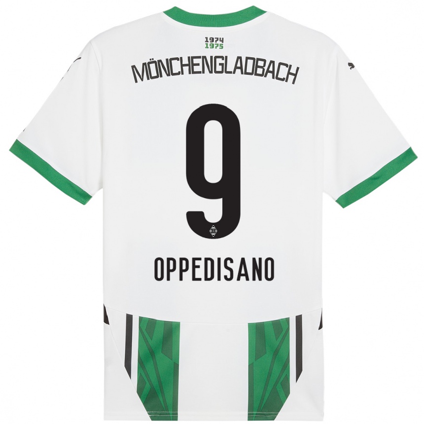 Kids Football Valentina Oppedisano #9 White Green Home Jersey 2024/25 T-Shirt