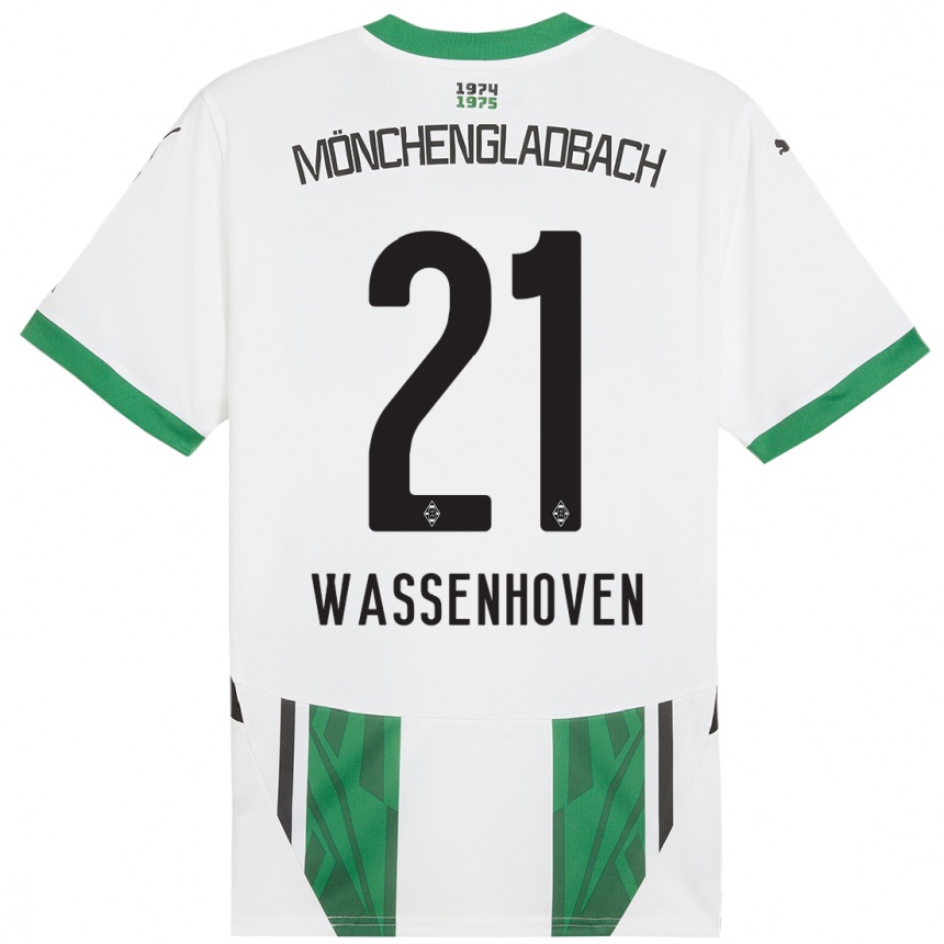 Kids Football Michelle Wassenhoven #21 White Green Home Jersey 2024/25 T-Shirt