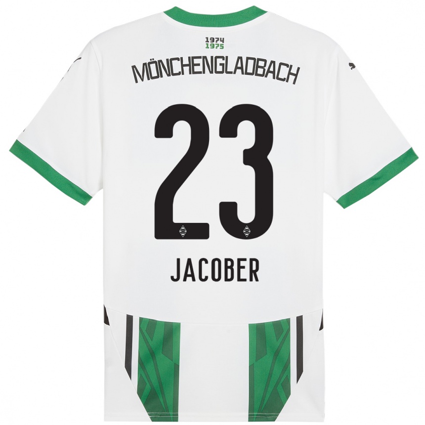 Kids Football Magdalena Jacober #23 White Green Home Jersey 2024/25 T-Shirt