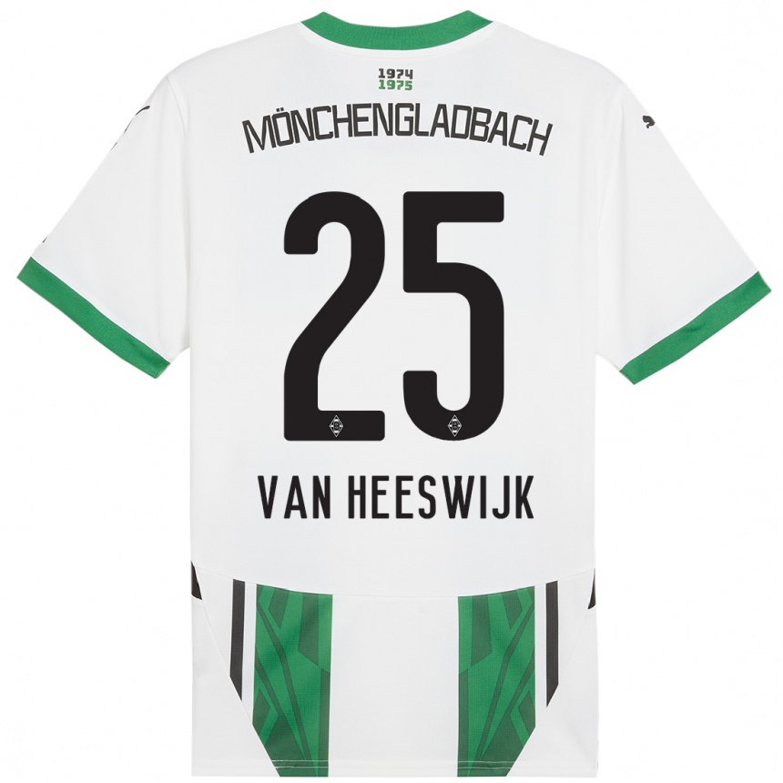 Kids Football Amber Van Heeswijk #25 White Green Home Jersey 2024/25 T-Shirt