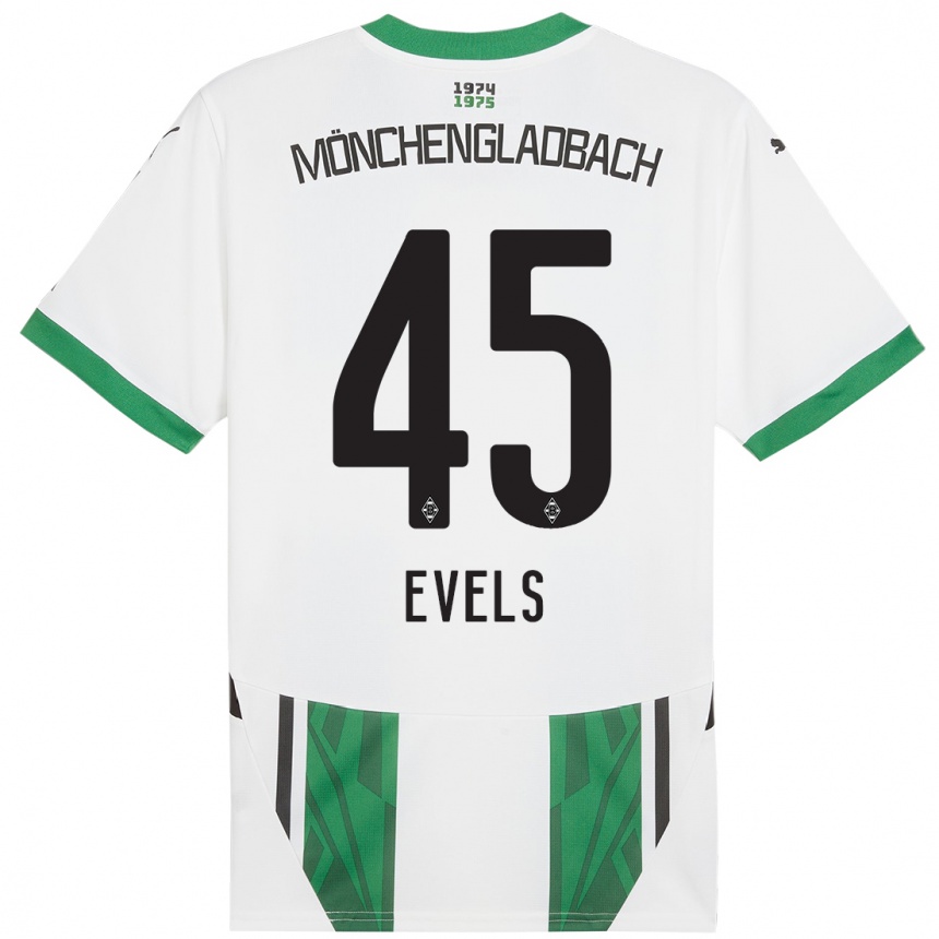 Kids Football Emily Evels #45 White Green Home Jersey 2024/25 T-Shirt