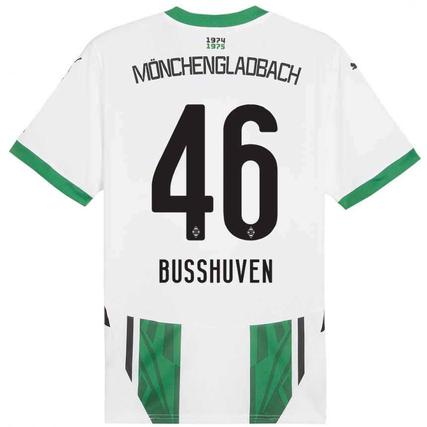 Kids Football Alina Busshuven #46 White Green Home Jersey 2024/25 T-Shirt