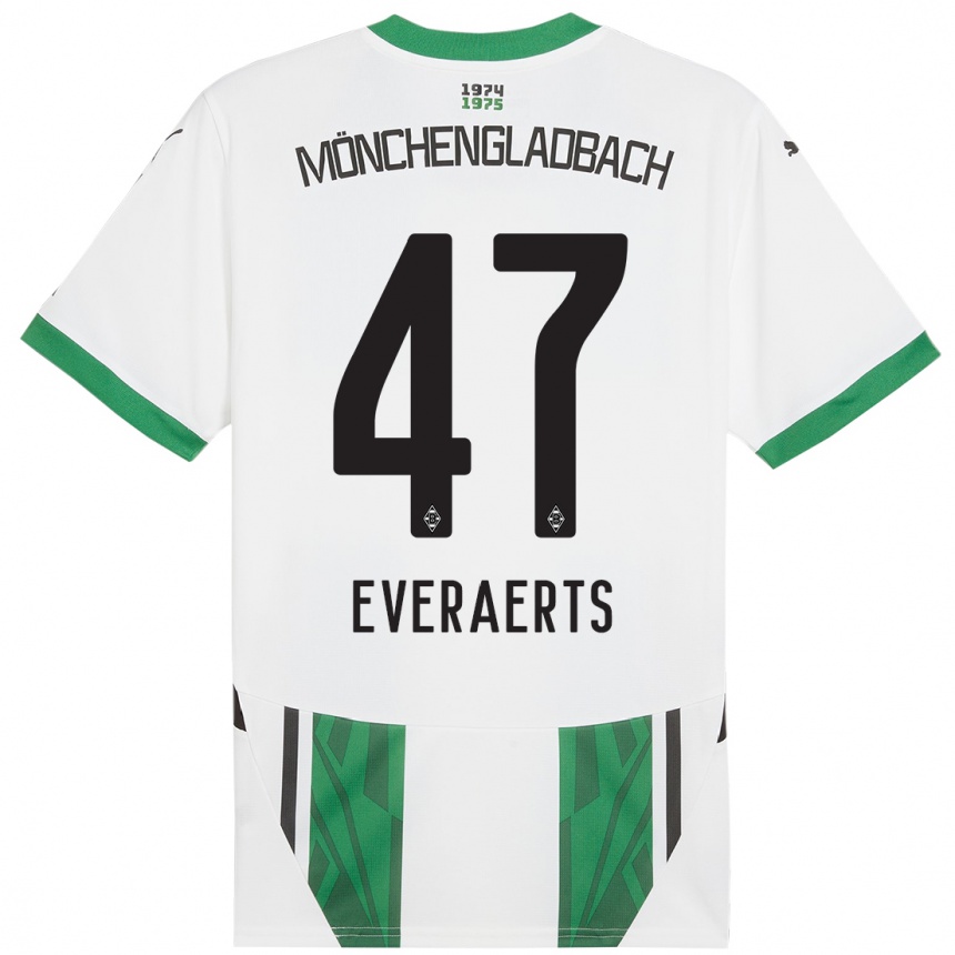 Kids Football Kim Everaerts #47 White Green Home Jersey 2024/25 T-Shirt