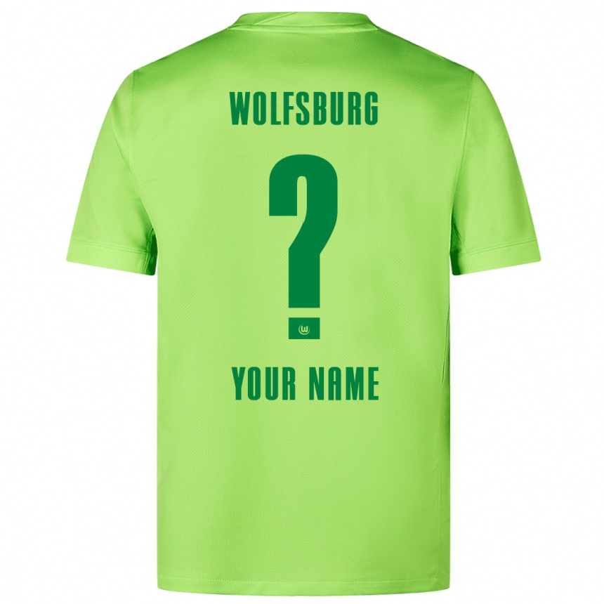 Kids Football Your Name #0 Fluorescent Green Home Jersey 2024/25 T-Shirt