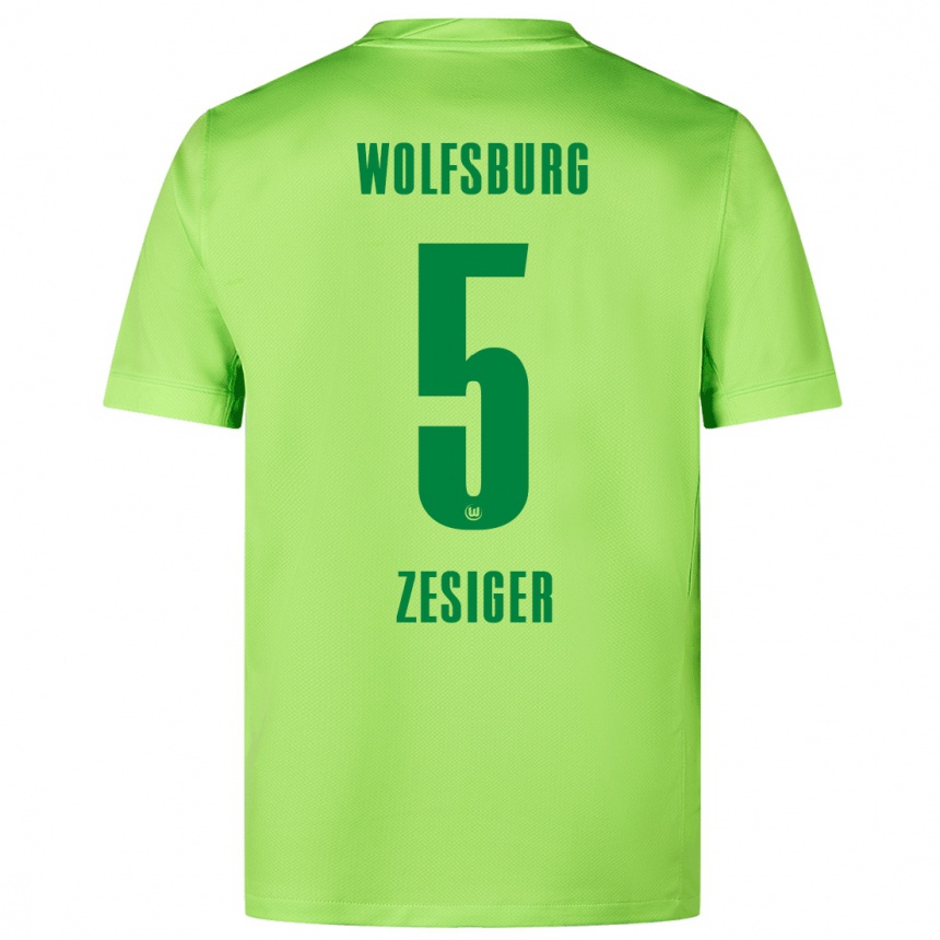 Kids Football Cédric Zesiger #5 Fluorescent Green Home Jersey 2024/25 T-Shirt