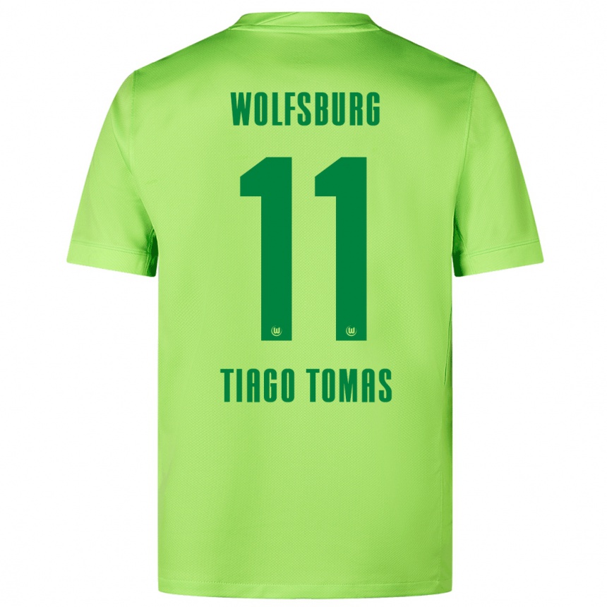 Kids Football Tiago Tomás #11 Fluorescent Green Home Jersey 2024/25 T-Shirt