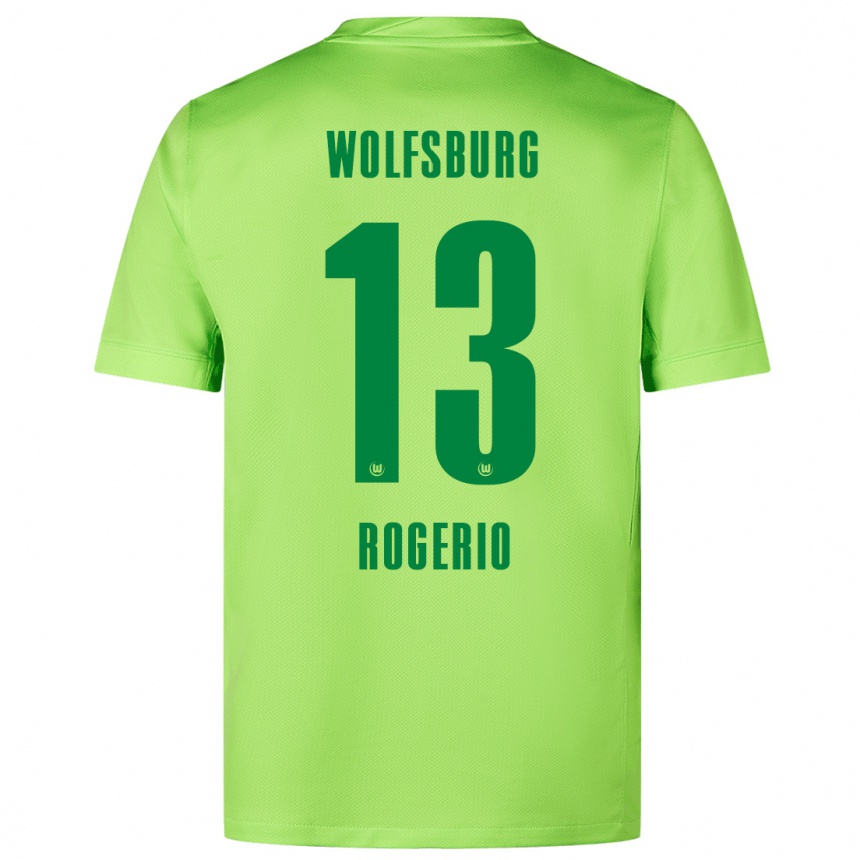 Kids Football Rogério #13 Fluorescent Green Home Jersey 2024/25 T-Shirt