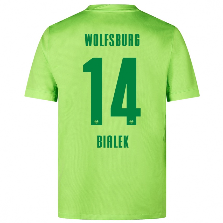 Kids Football Bartosz Bialek #14 Fluorescent Green Home Jersey 2024/25 T-Shirt