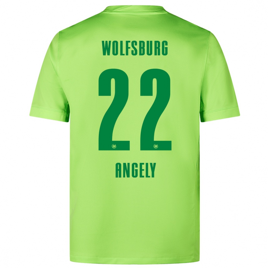 Kids Football Mathys Angély #22 Fluorescent Green Home Jersey 2024/25 T-Shirt