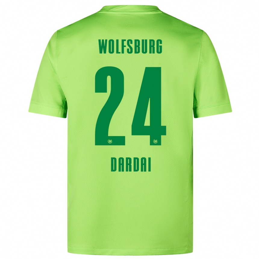 Kids Football Bence Dárdai #24 Fluorescent Green Home Jersey 2024/25 T-Shirt