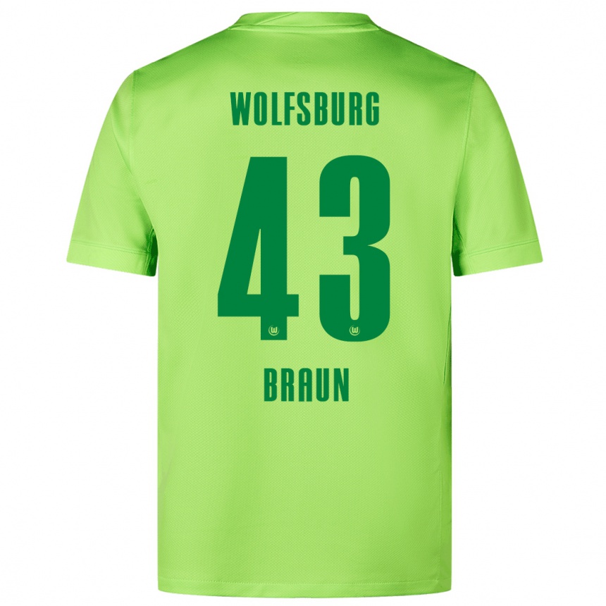 Kids Football Manuel Braun #43 Fluorescent Green Home Jersey 2024/25 T-Shirt