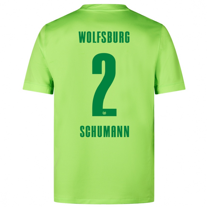 Kids Football Anton Schumann #2 Fluorescent Green Home Jersey 2024/25 T-Shirt