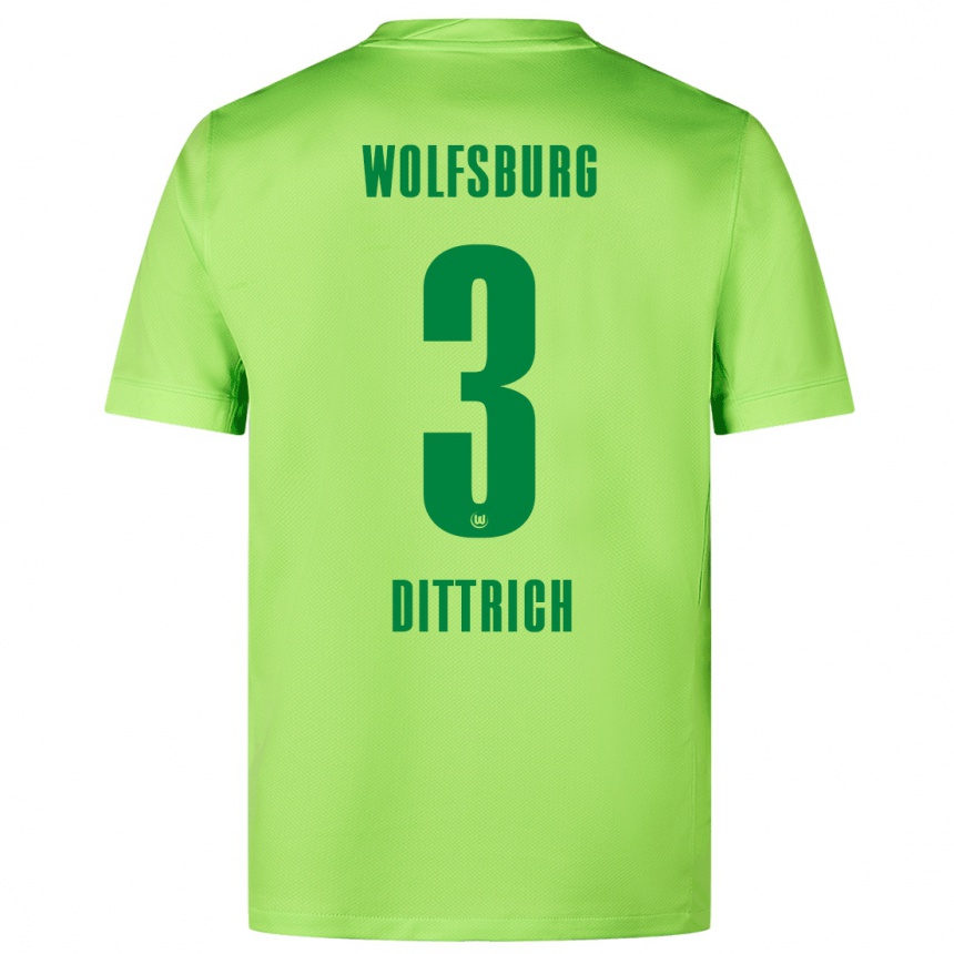 Kids Football Elia Dittrich #3 Fluorescent Green Home Jersey 2024/25 T-Shirt