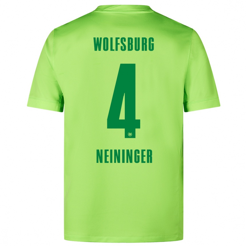 Kids Football Till Neininger #4 Fluorescent Green Home Jersey 2024/25 T-Shirt