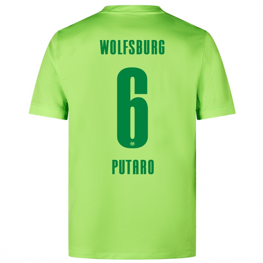 Kids Football Luca Putaro #6 Fluorescent Green Home Jersey 2024/25 T-Shirt