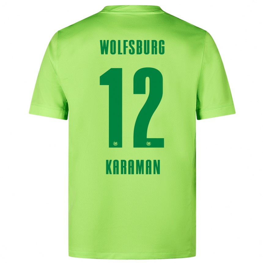 Kids Football Tarik Karaman #12 Fluorescent Green Home Jersey 2024/25 T-Shirt