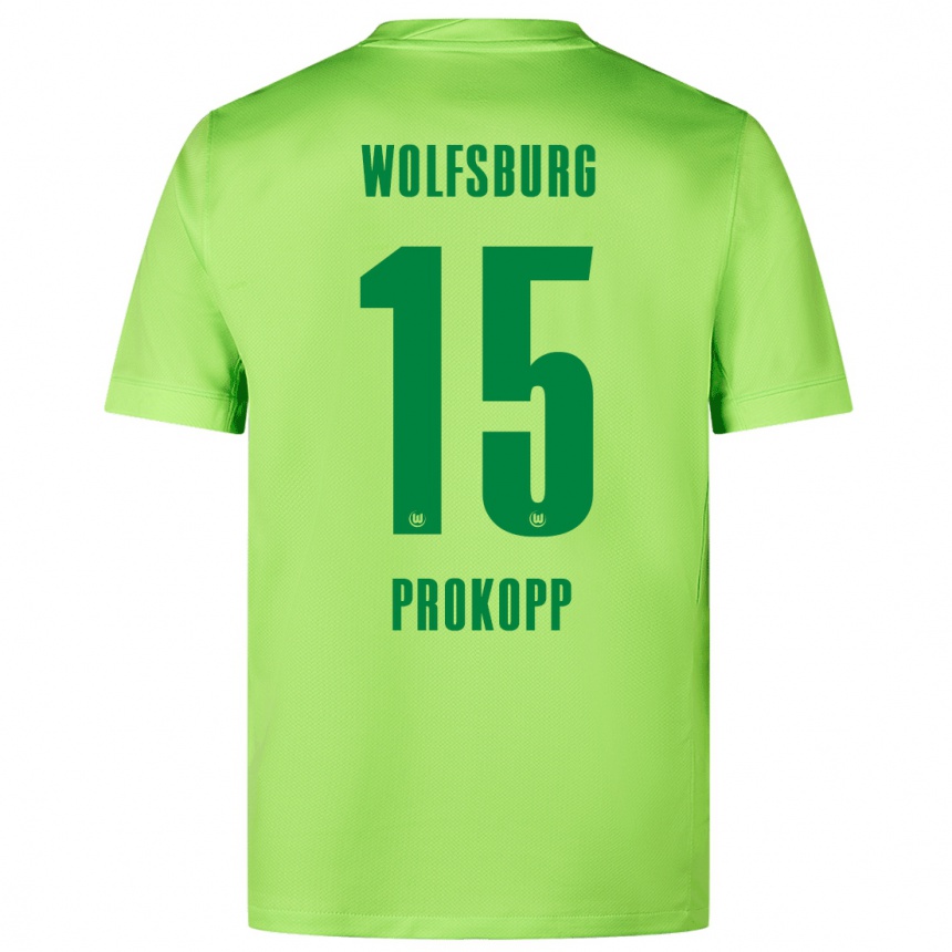 Kids Football Oskar Prokopp #15 Fluorescent Green Home Jersey 2024/25 T-Shirt