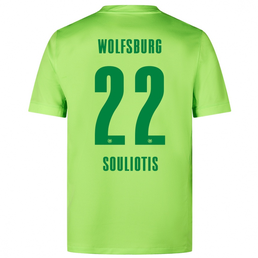 Kids Football Spyridon Souliotis #22 Fluorescent Green Home Jersey 2024/25 T-Shirt