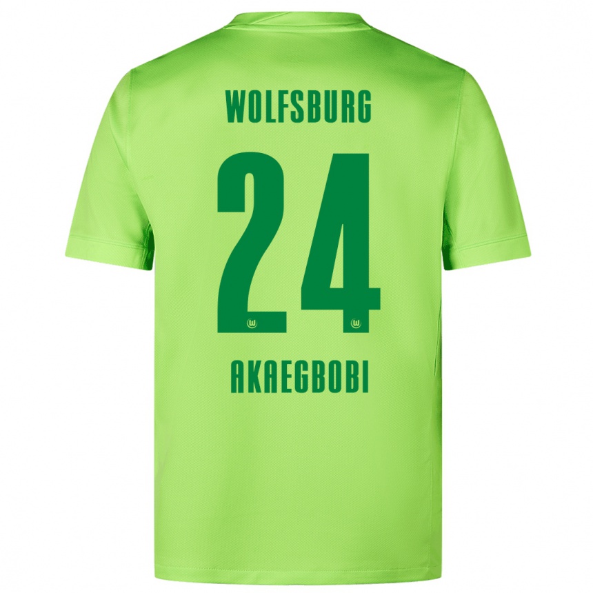 Kids Football Jonathan Akaegbobi #24 Fluorescent Green Home Jersey 2024/25 T-Shirt