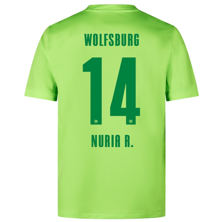 Kids Football Nuria Rabano #14 Fluorescent Green Home Jersey 2024/25 T-Shirt