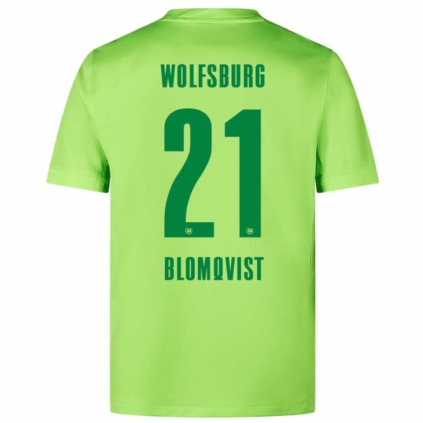 Kids Football Rebecka Blomqvist #21 Fluorescent Green Home Jersey 2024/25 T-Shirt