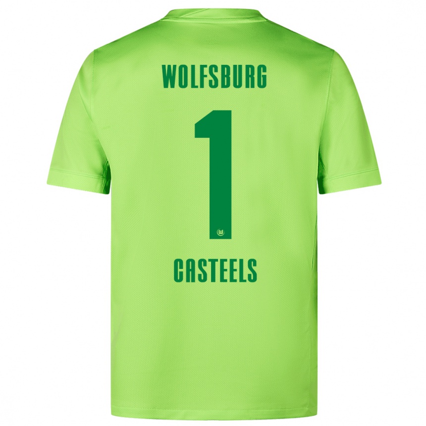 Kids Football Koen Casteels #1 Fluorescent Green Home Jersey 2024/25 T-Shirt