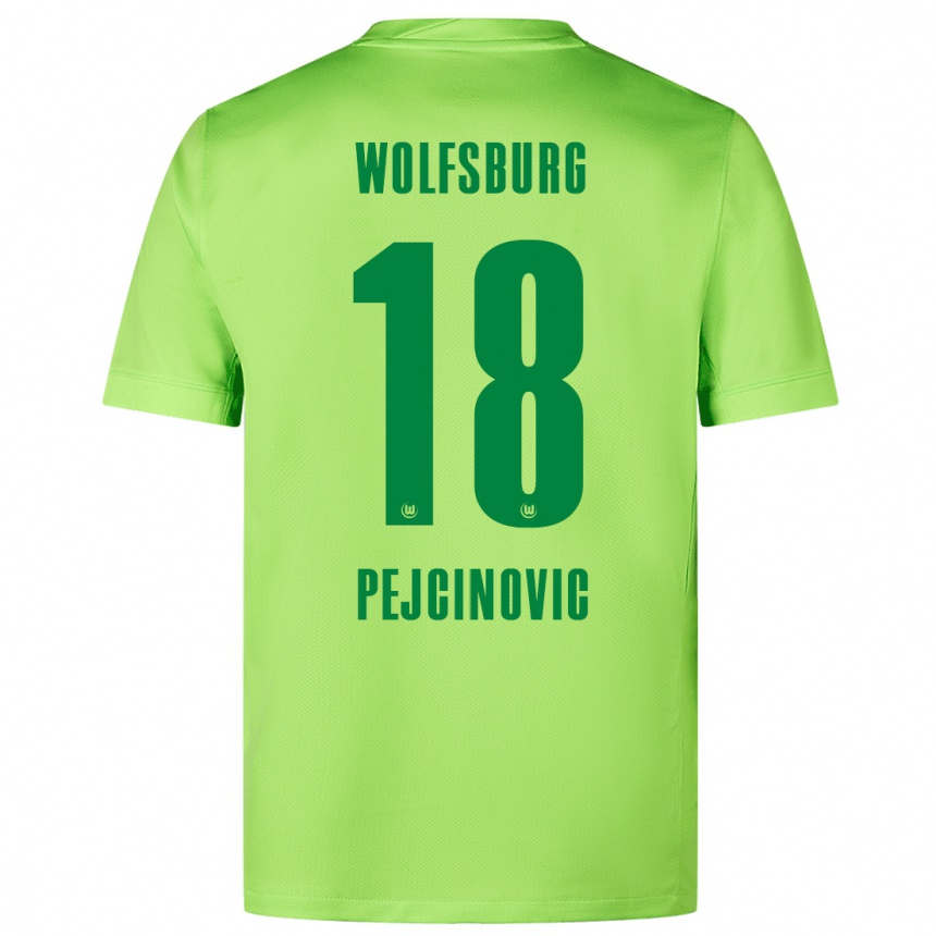 Kids Football Dzenan Pejcinovic #18 Fluorescent Green Home Jersey 2024/25 T-Shirt