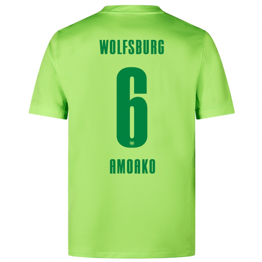 Kids Football Kofi Jeremy Amoako #6 Fluorescent Green Home Jersey 2024/25 T-Shirt