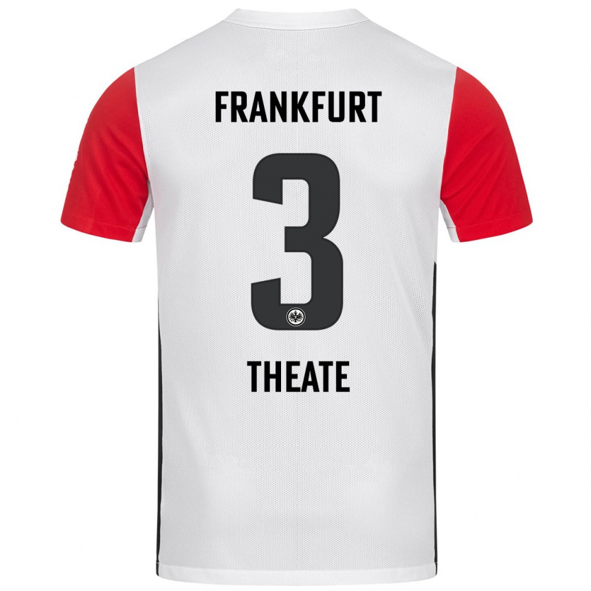 Kids Football Arthur Theate #3 White Red Home Jersey 2024/25 T-Shirt