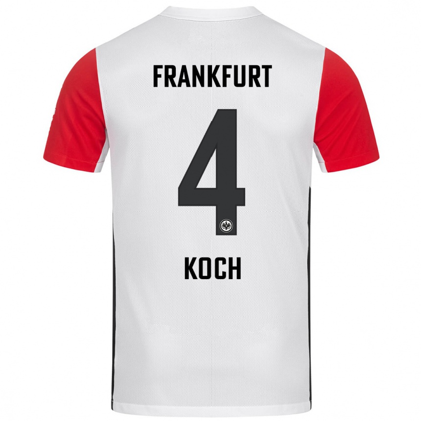 Kids Football Robin Koch #4 White Red Home Jersey 2024/25 T-Shirt