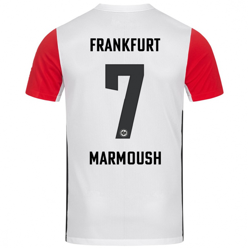 Kids Football Omar Marmoush #7 White Red Home Jersey 2024/25 T-Shirt