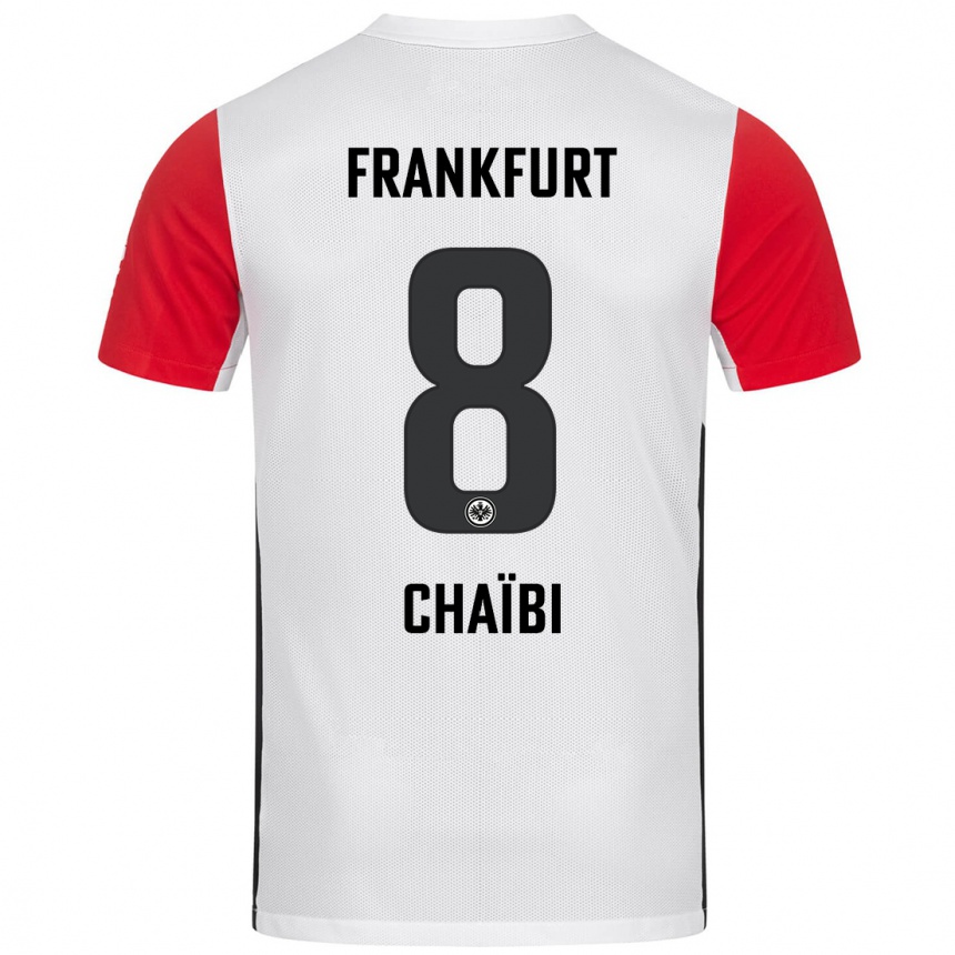 Kids Football Farès Chaïbi #8 White Red Home Jersey 2024/25 T-Shirt