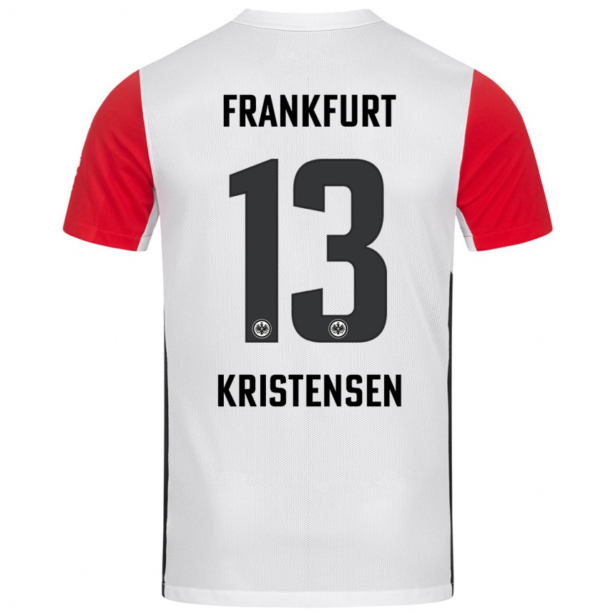 Kids Football Rasmus Kristensen #13 White Red Home Jersey 2024/25 T-Shirt