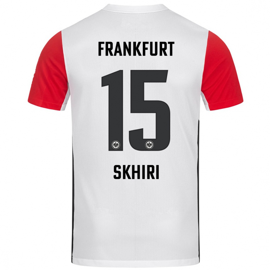 Kids Football Ellyes Skhiri #15 White Red Home Jersey 2024/25 T-Shirt