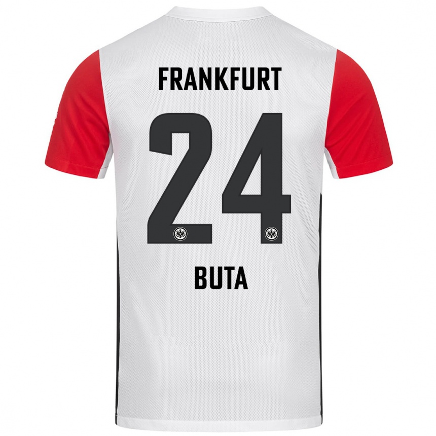 Kids Football Aurélio Buta #24 White Red Home Jersey 2024/25 T-Shirt