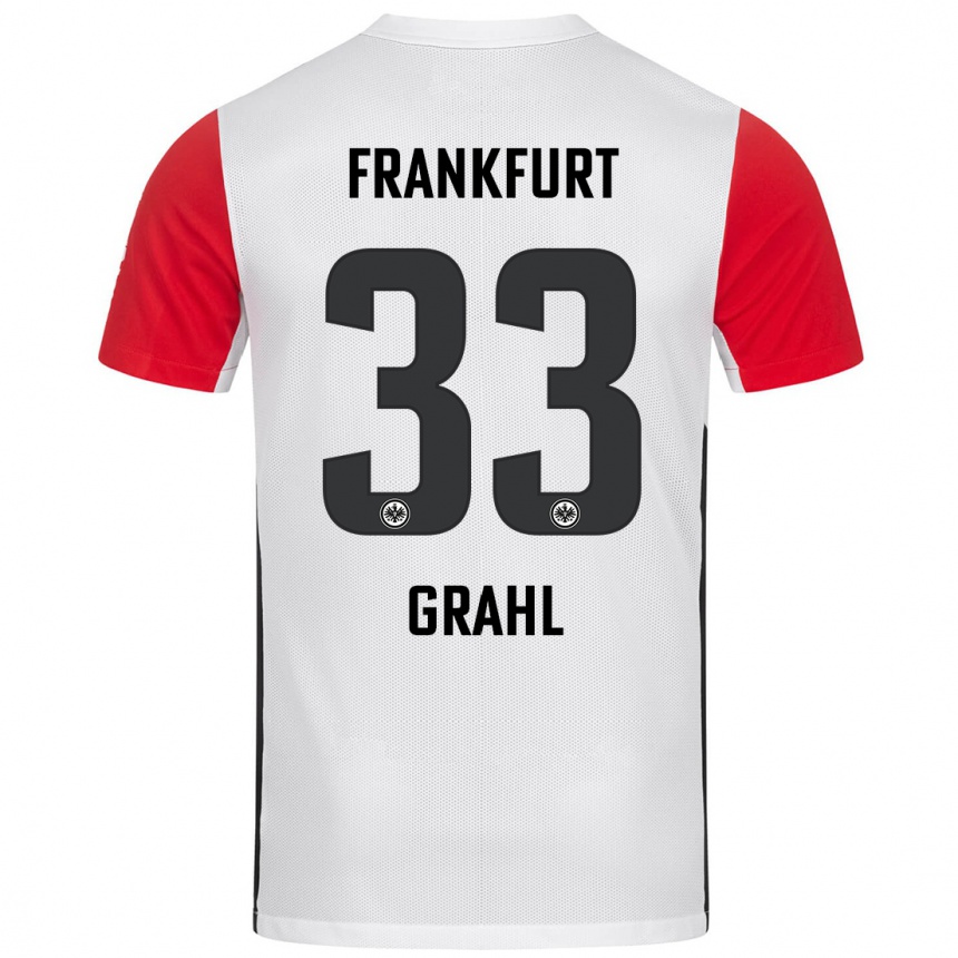 Kids Football Jens Grahl #33 White Red Home Jersey 2024/25 T-Shirt