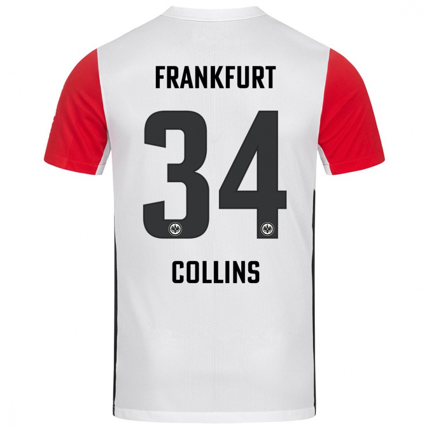 Kids Football Nnamdi Collins #34 White Red Home Jersey 2024/25 T-Shirt