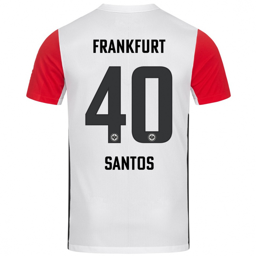 Kids Football Kauã Santos #40 White Red Home Jersey 2024/25 T-Shirt