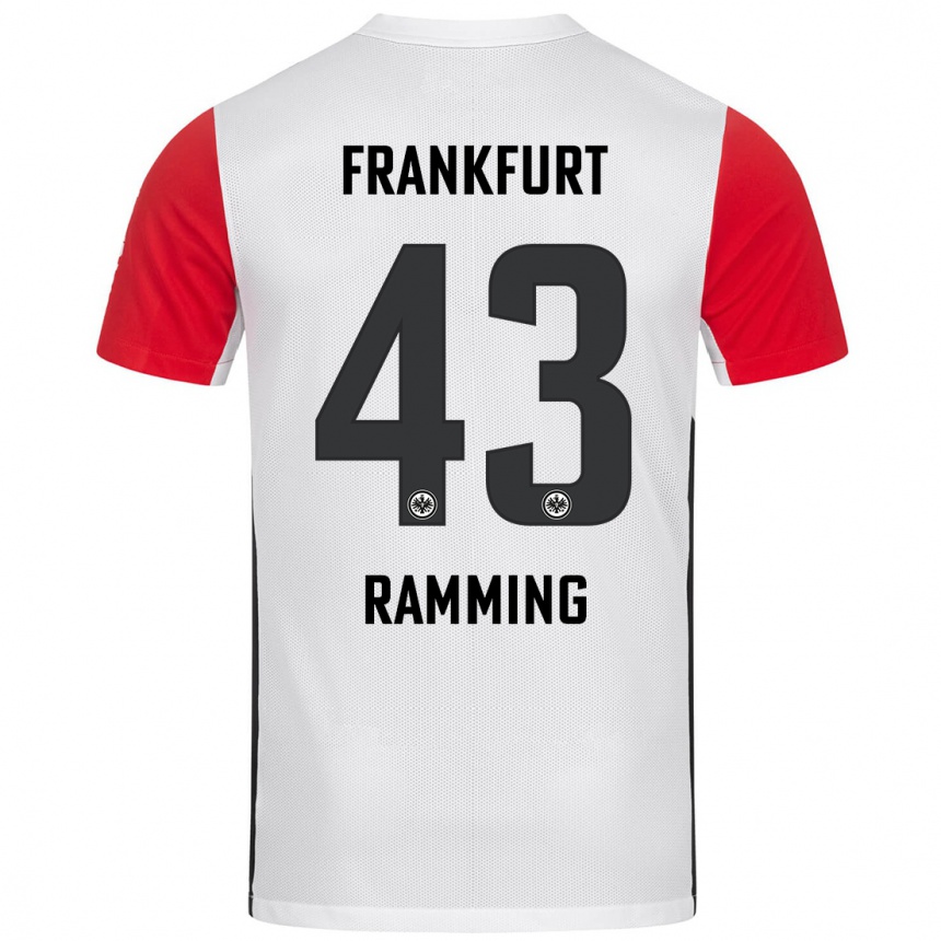 Kids Football Nils Ramming #43 White Red Home Jersey 2024/25 T-Shirt